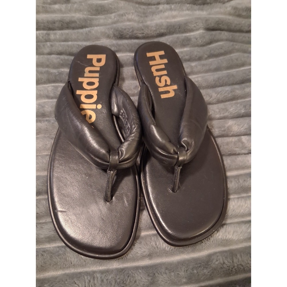 Hush Puppies Women's Emily Toepost Flip-Flop Black Slip On Sandal Size 11 NEW